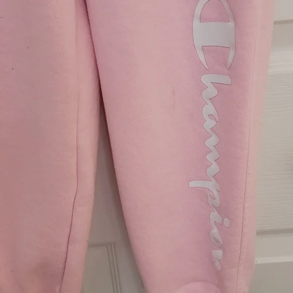 Champion Joggers Sweatpants Graphic Logo Elastic Waist Front Pockets Pink Small - Picture 10 of 16
